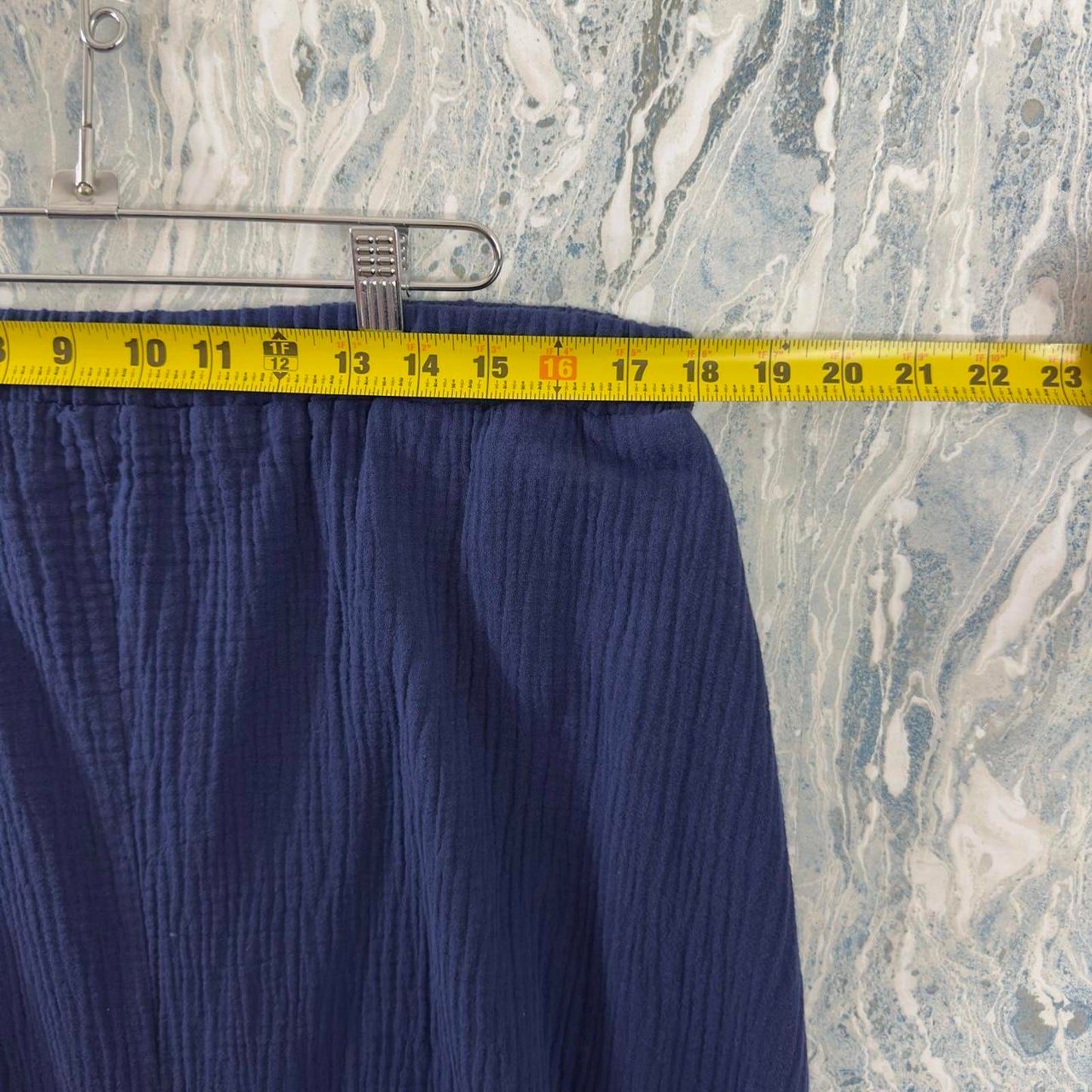 Designer Navy Blue Gauze Maxi Skirt (XL)