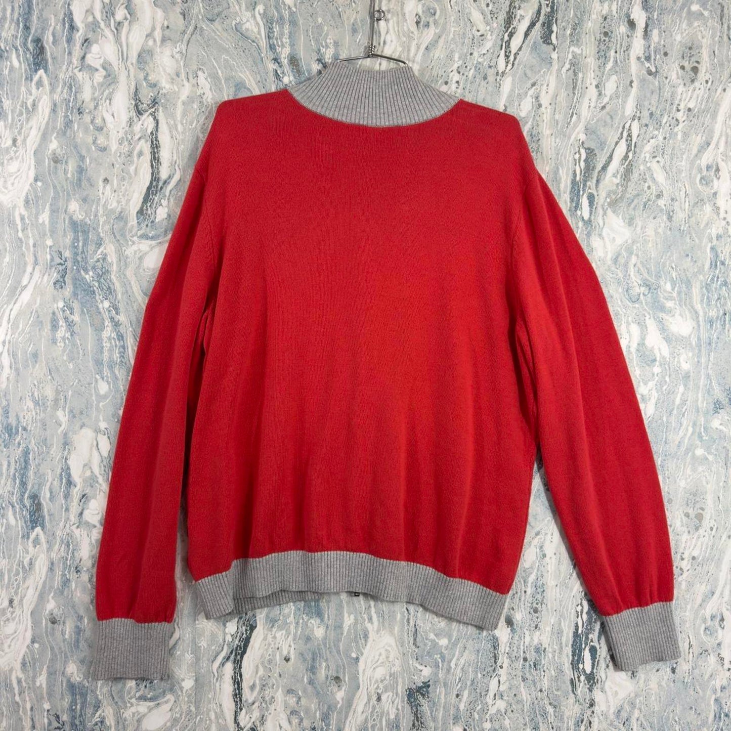 Tommy Hilfiger Red Zip-Up Sweater with Stripes (XXL)