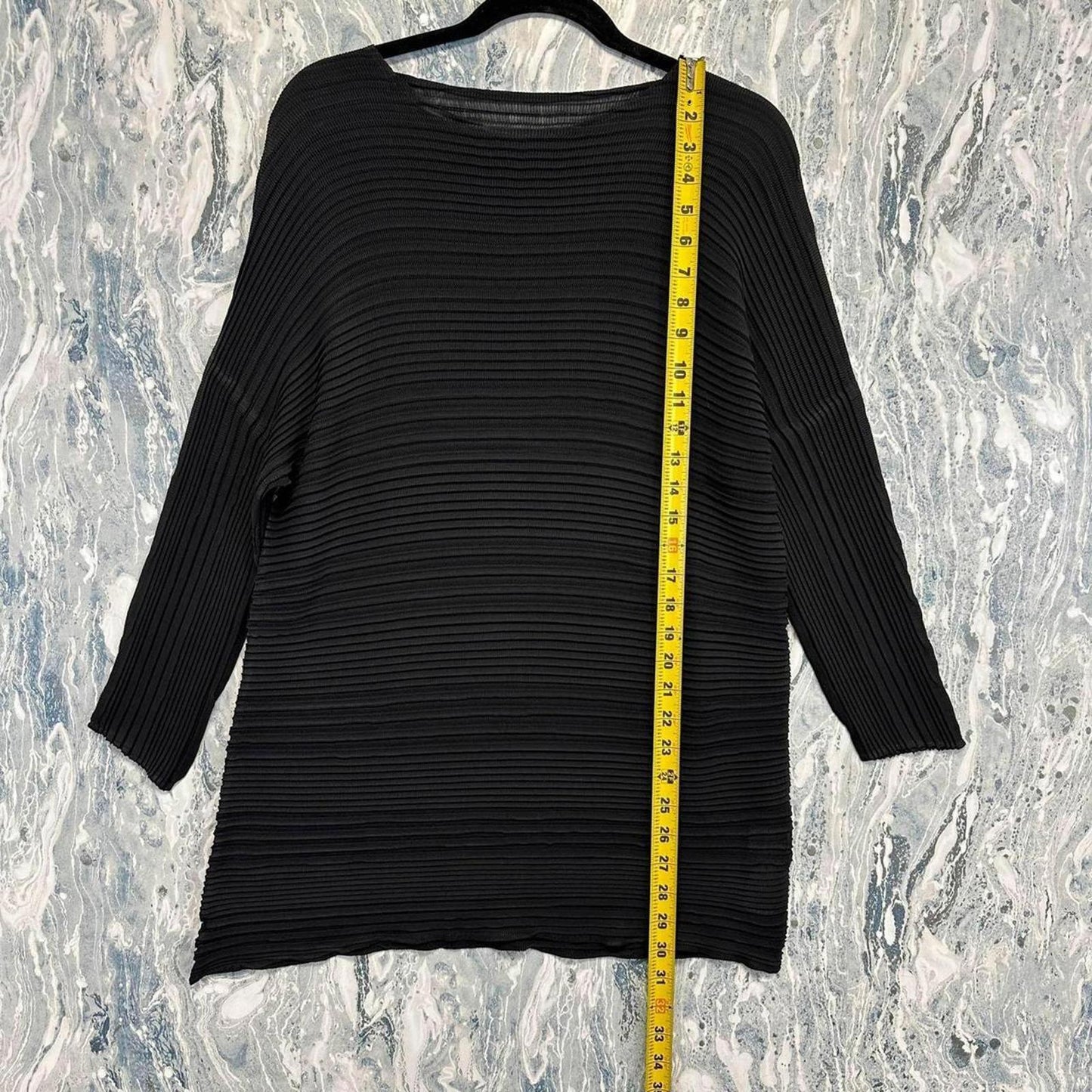 Black Oversized Ribbed Knit Sweater (One Size)