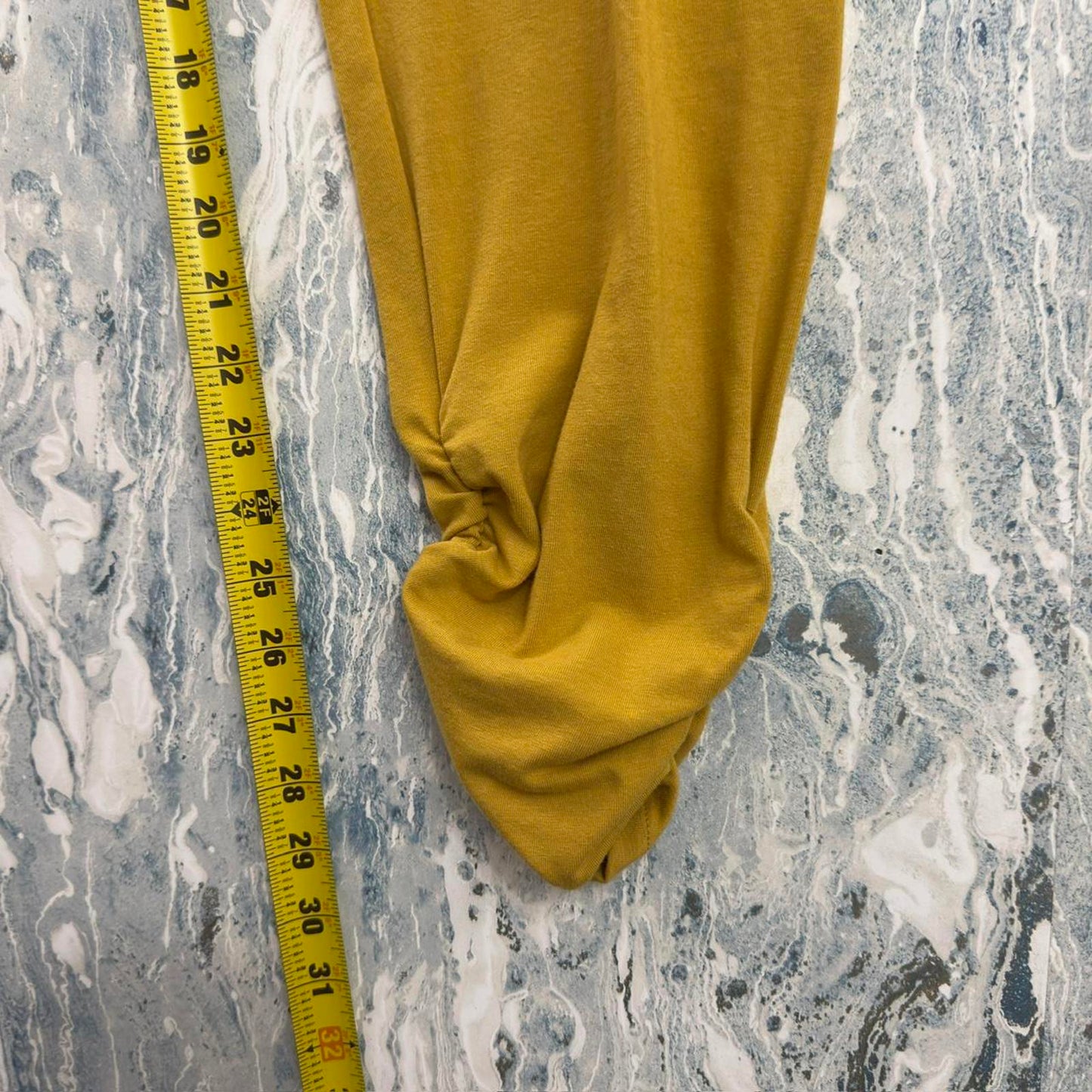 Designer Boho Ruched Mustard Yellow Leggings (M)