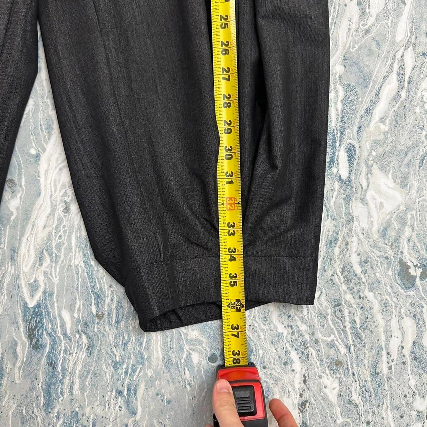 Designer Lux Preppy Dark Grey Pleated Pants (L)