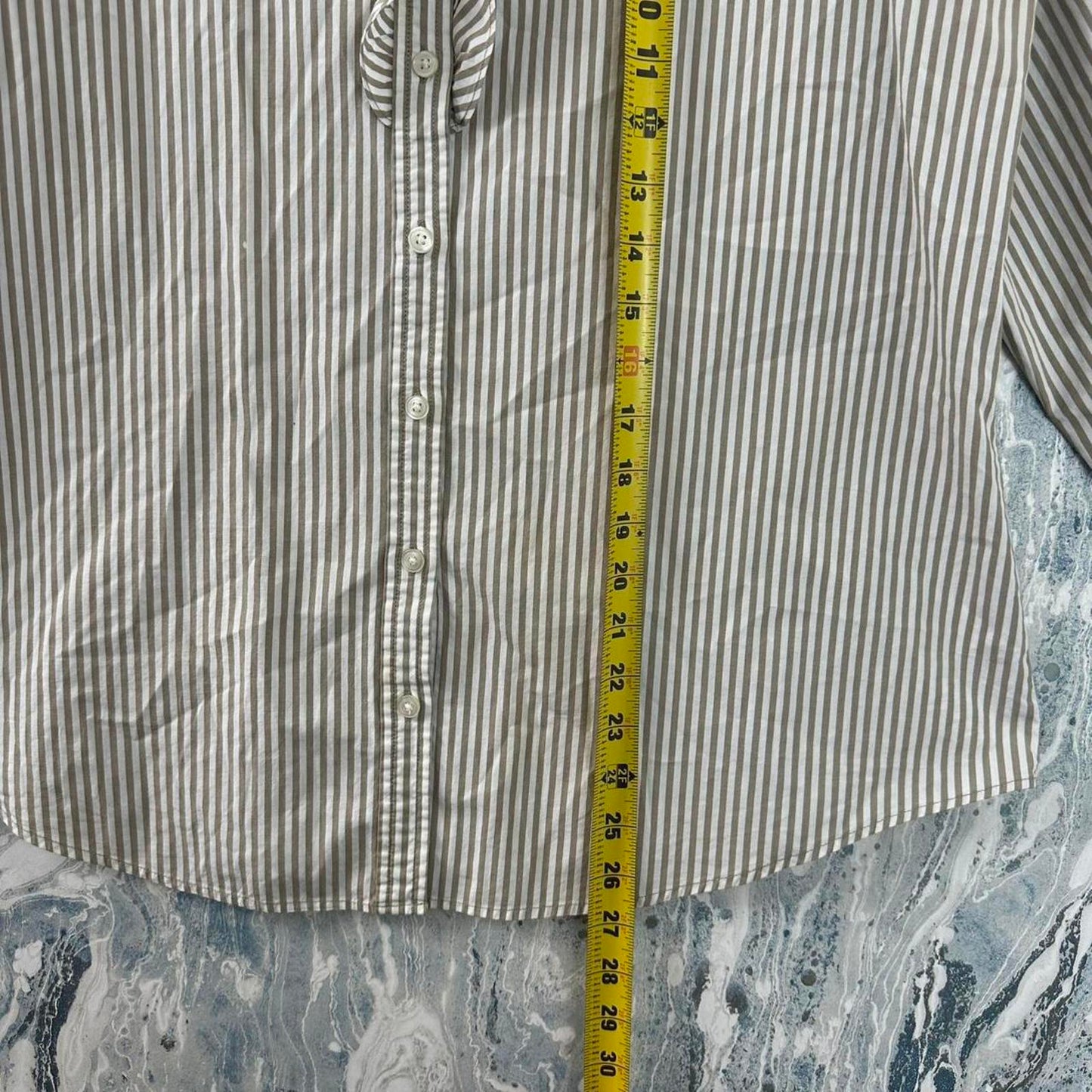 Vintage OLD NAVY Classic Striped Button-Up Blouse with Tie Neck Detail (XL)
