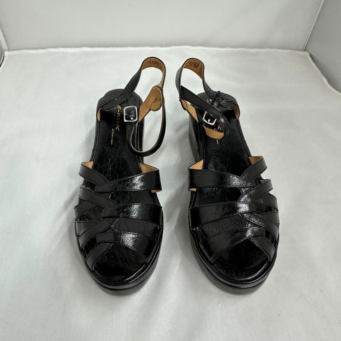 Vintage Black Strappy Platform Sandals (10)