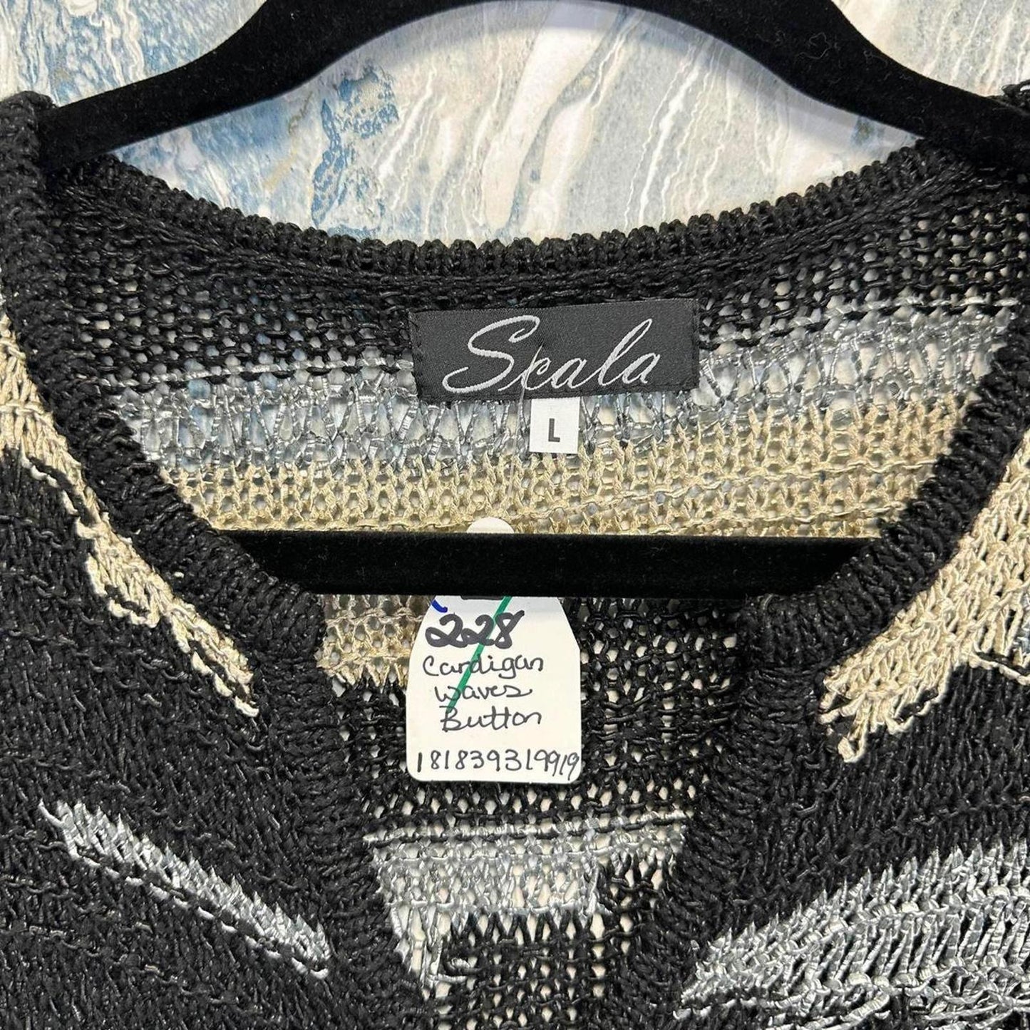 Black and Gray Striped Button-Up Cardigan (L)