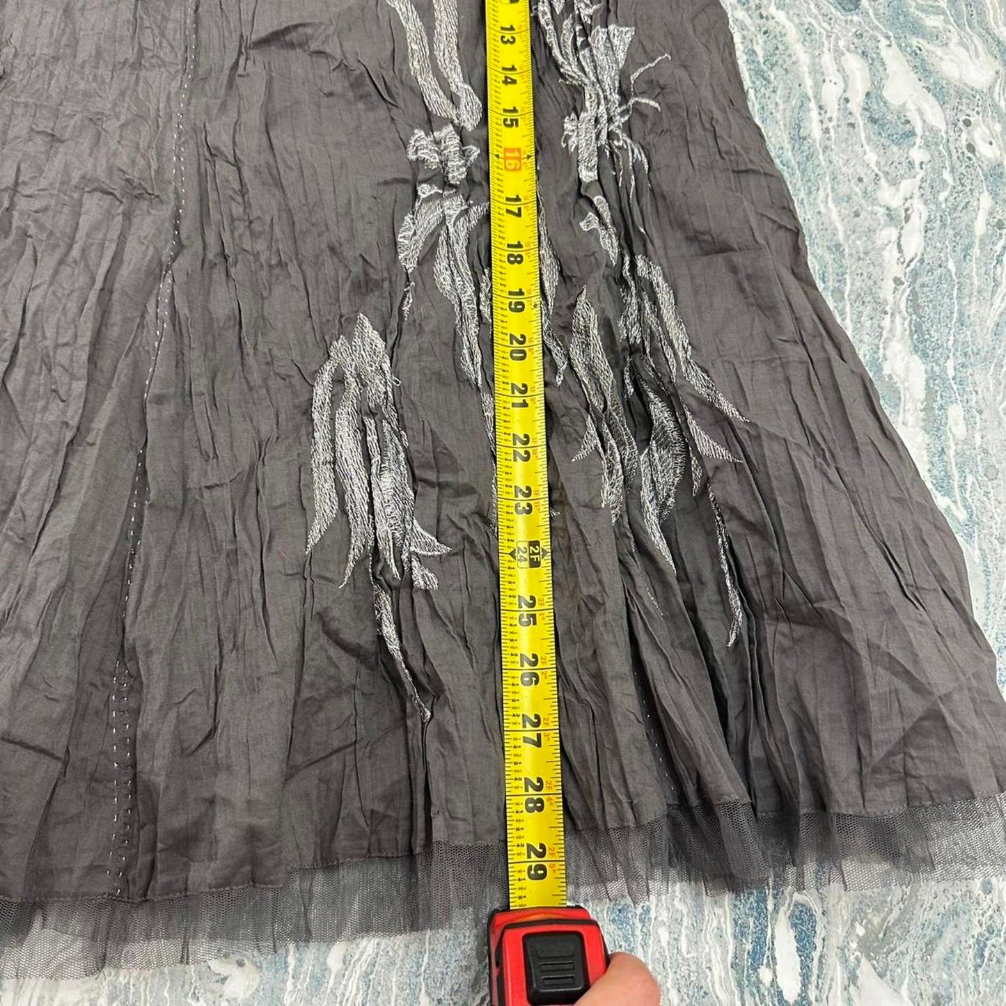 Nycard Collection Gray Embroidered A-Line Cotton Skirt (16)