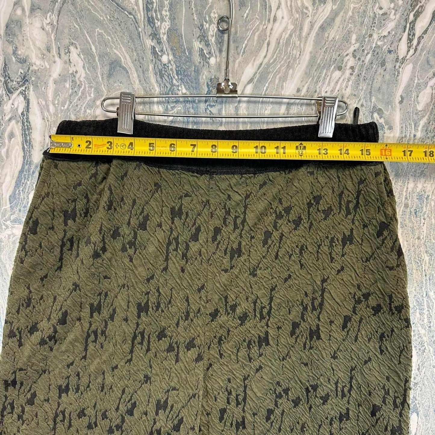 Green Textured Pattern Wide-Leg Pants (L)