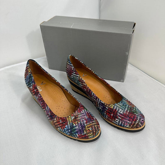 Colorful Woven Pattern Cork Wedge Shoes (9)