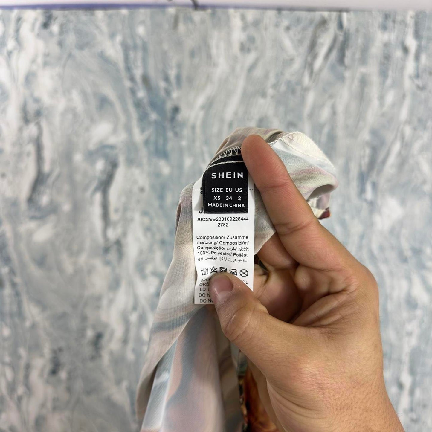 SHEIN Abstract Marble Print Maxi Dress with Spaghetti Straps (XS)