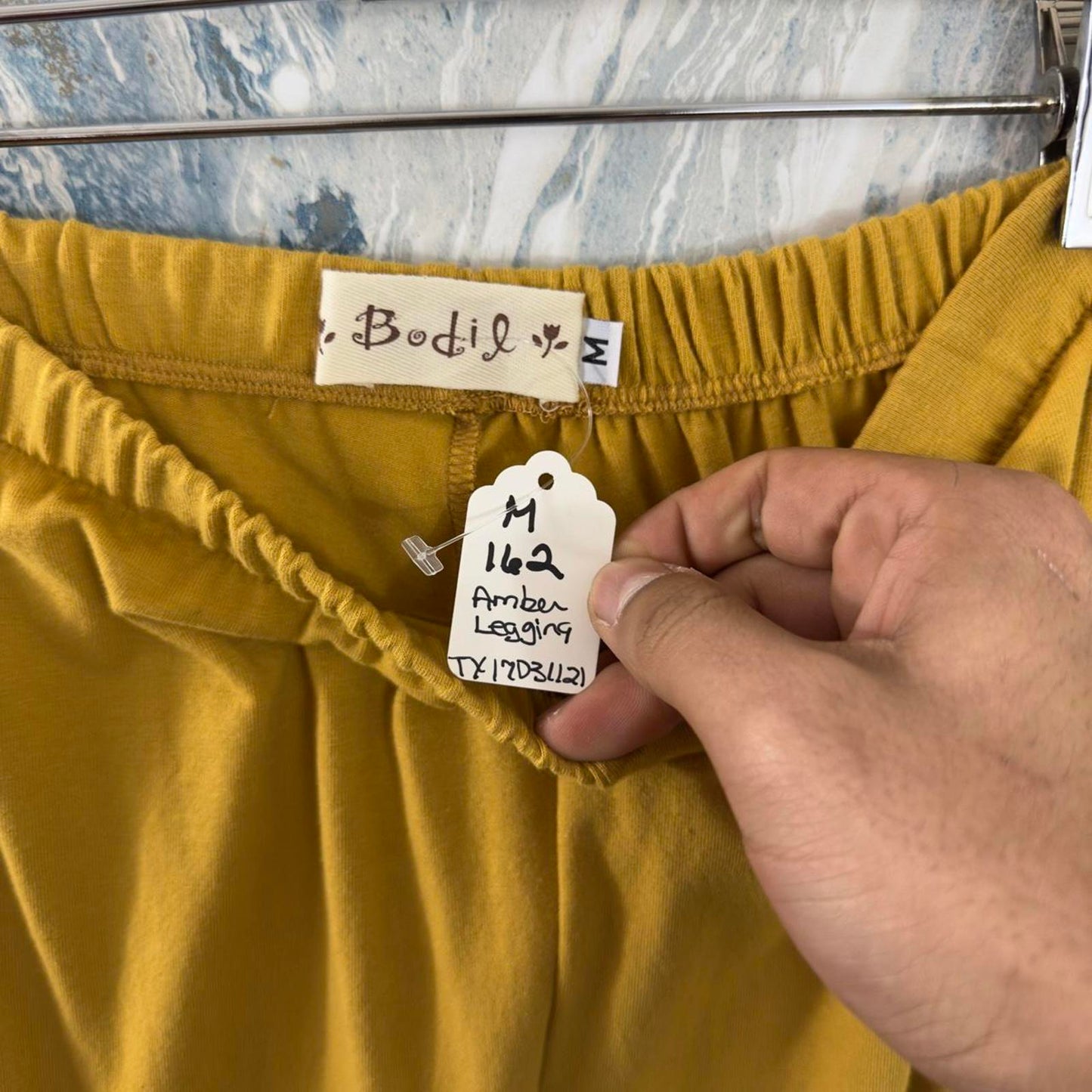 Designer Boho Ruched Mustard Yellow Leggings (M)