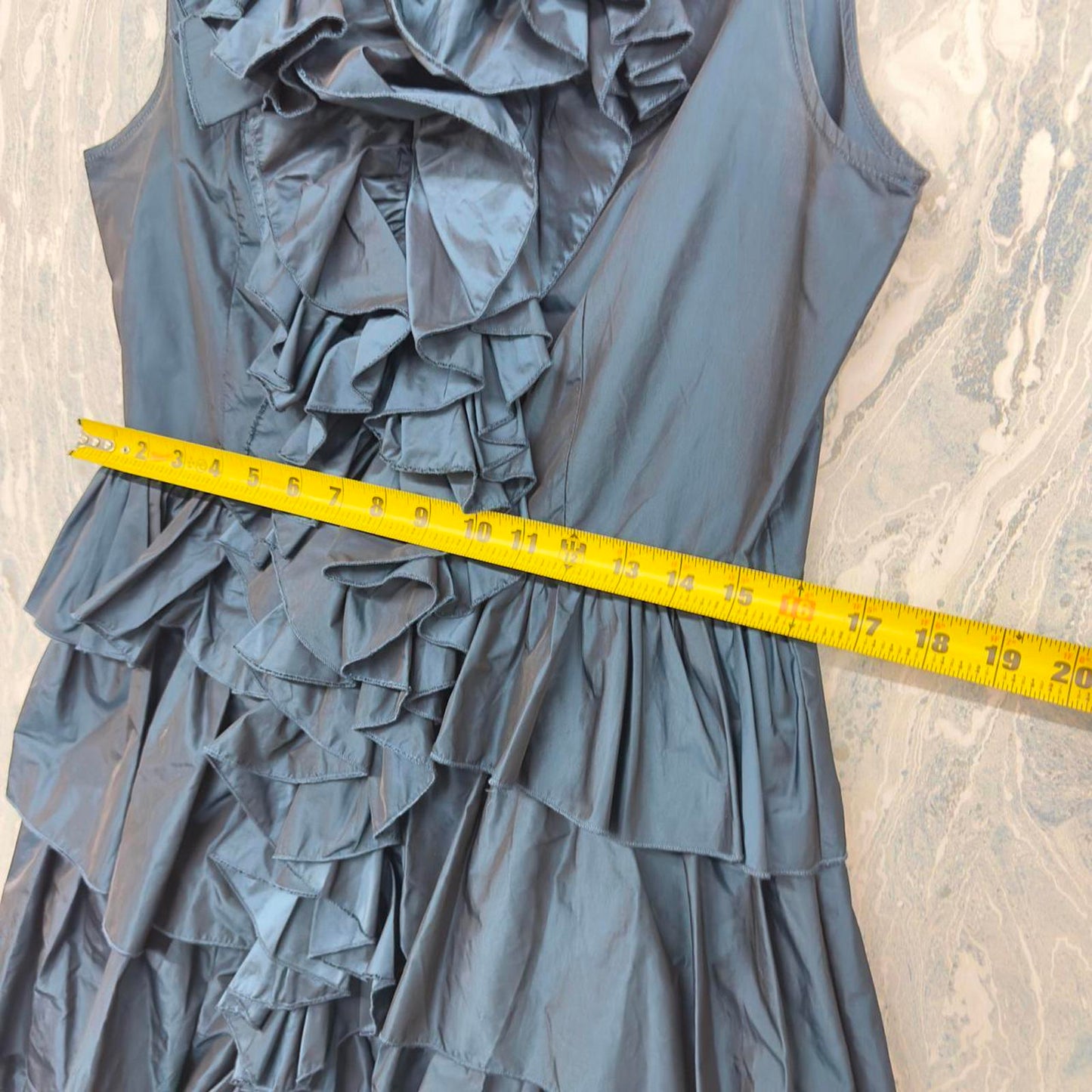 Vintage Ruffled Teal Tiered Dress (M)