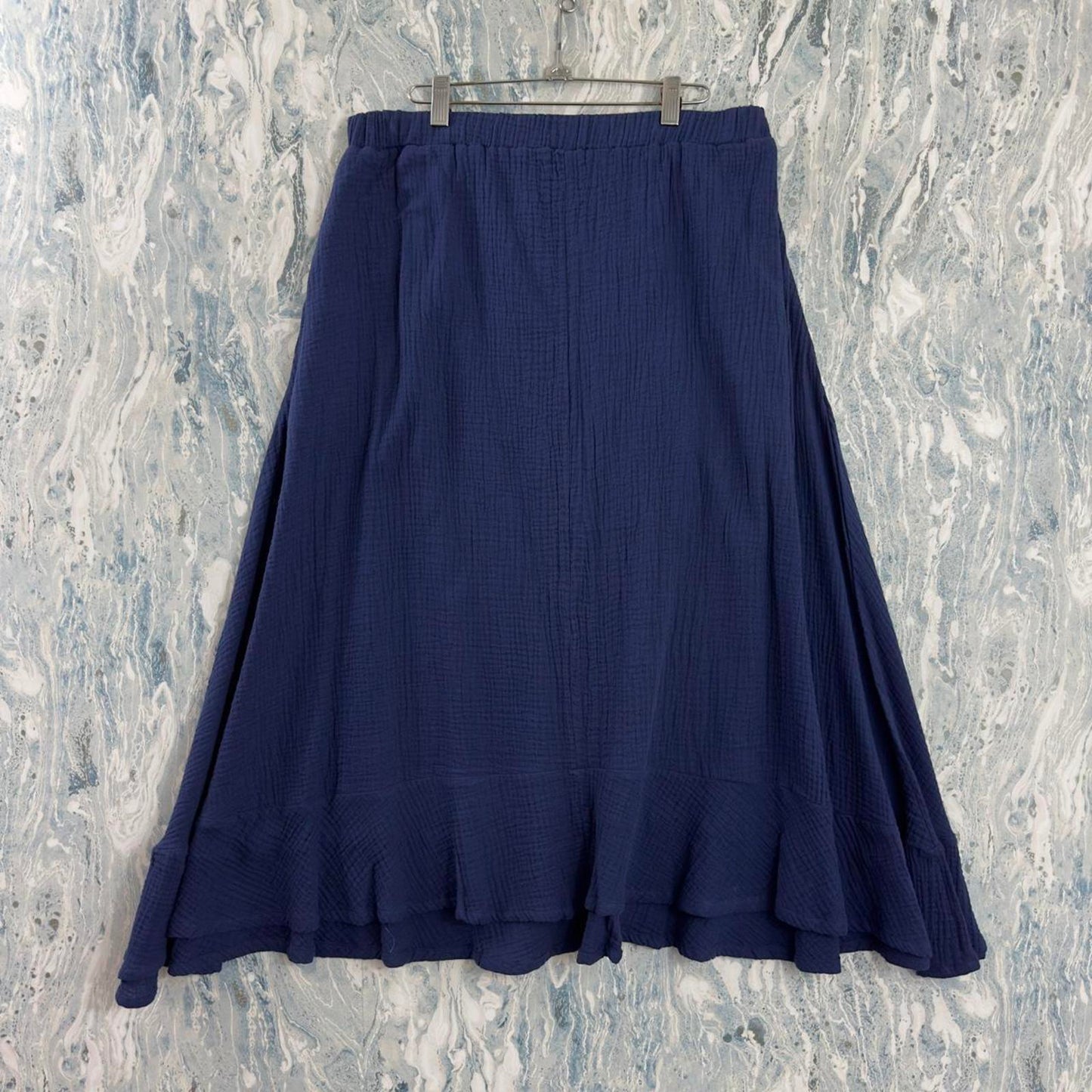 Loofan Blue Gauze Elastic Waist Maxi Skirt (L)