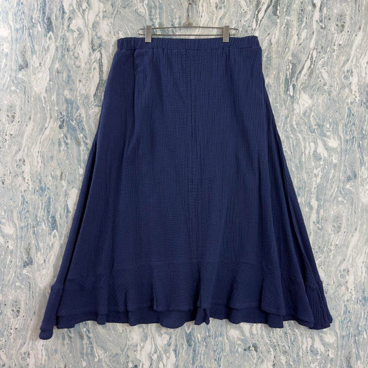 Loofan Blue Gauze Elastic Waist Maxi Skirt (L)