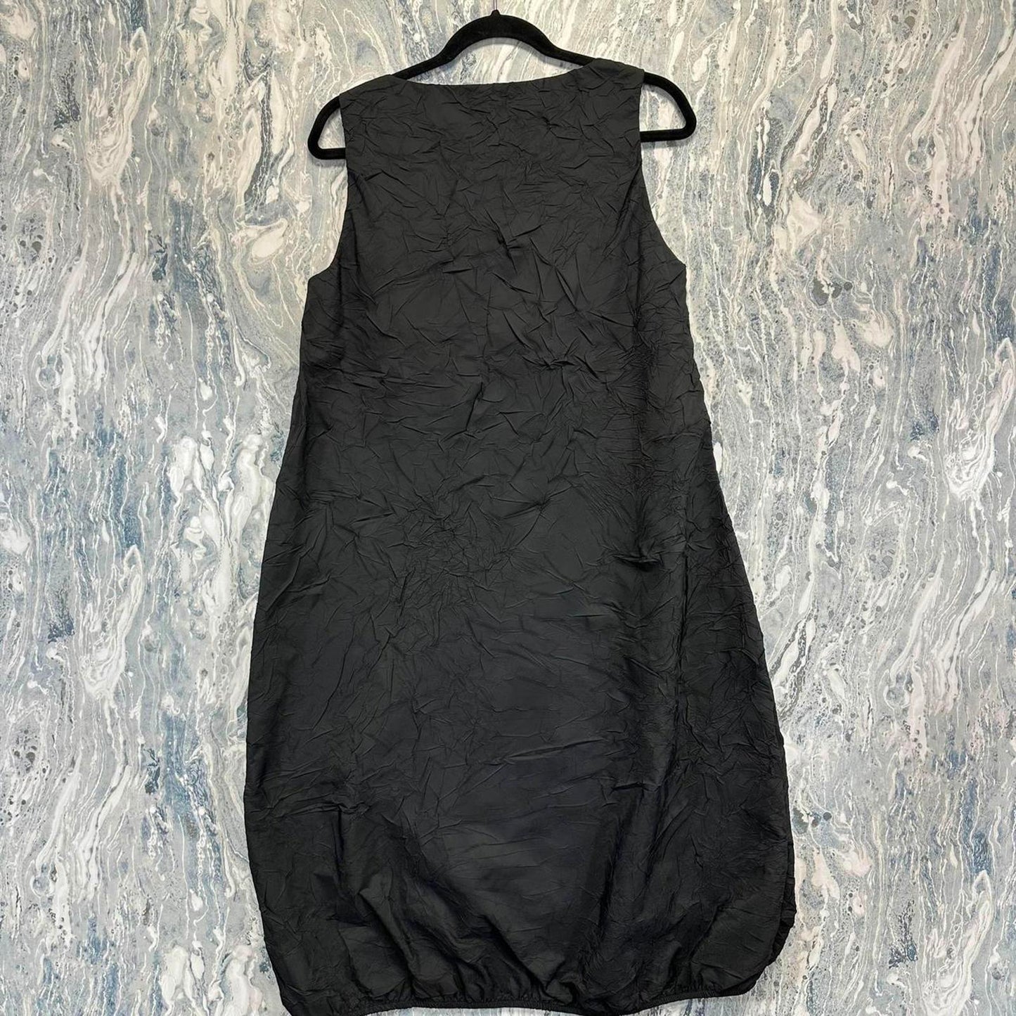 Black Crinkle Textured Sleeveless Dress (S)