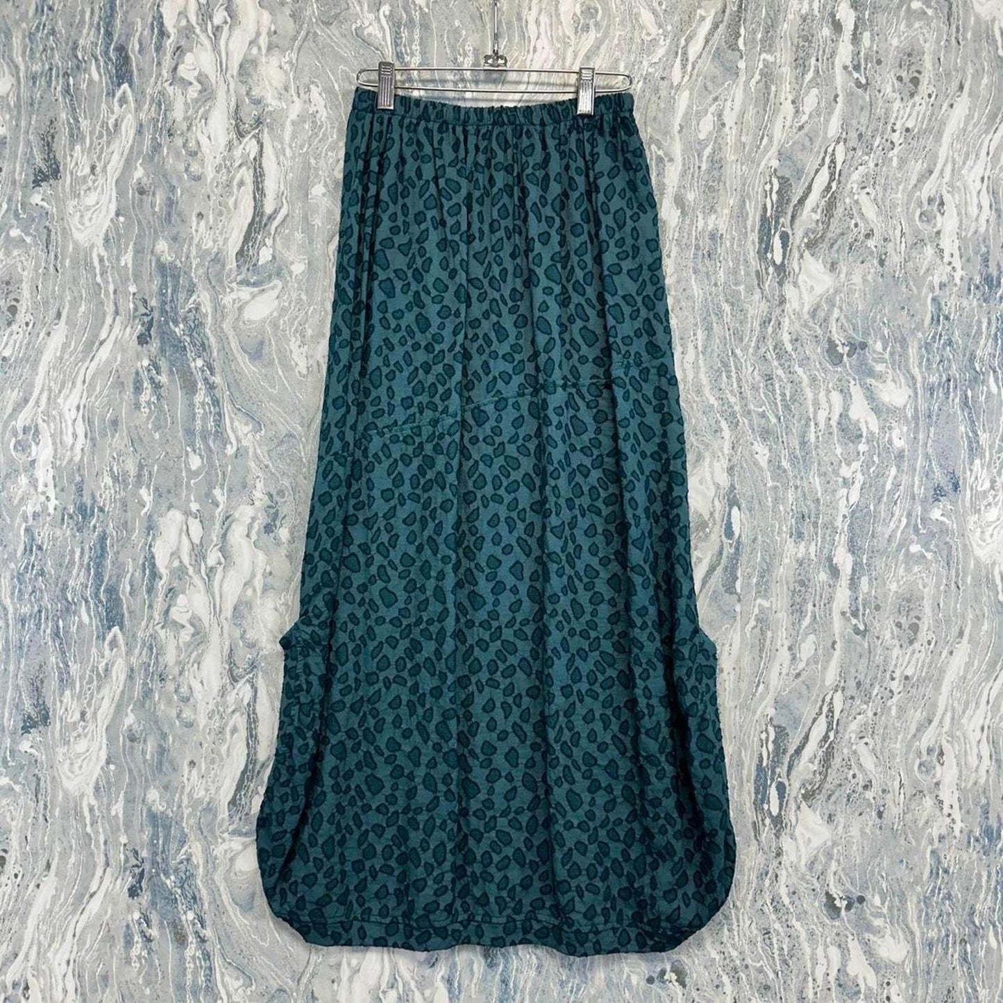 Blue Leopard Print Maxi Skirt (S)