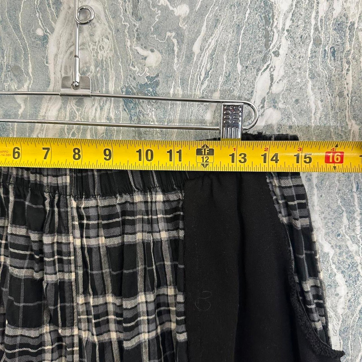 Designer black & white plaid checkered parachute pants (L)