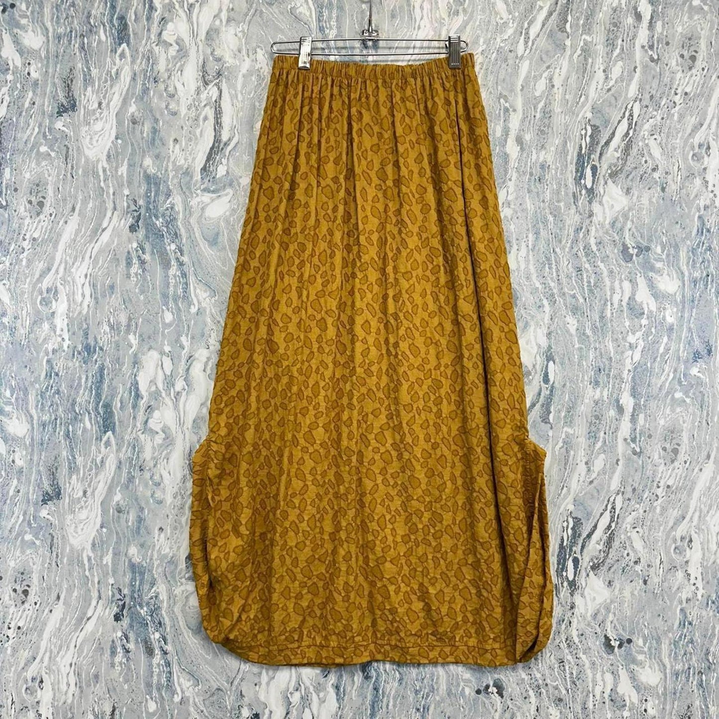 Mustard Leopard Print Midi Skirt (S)