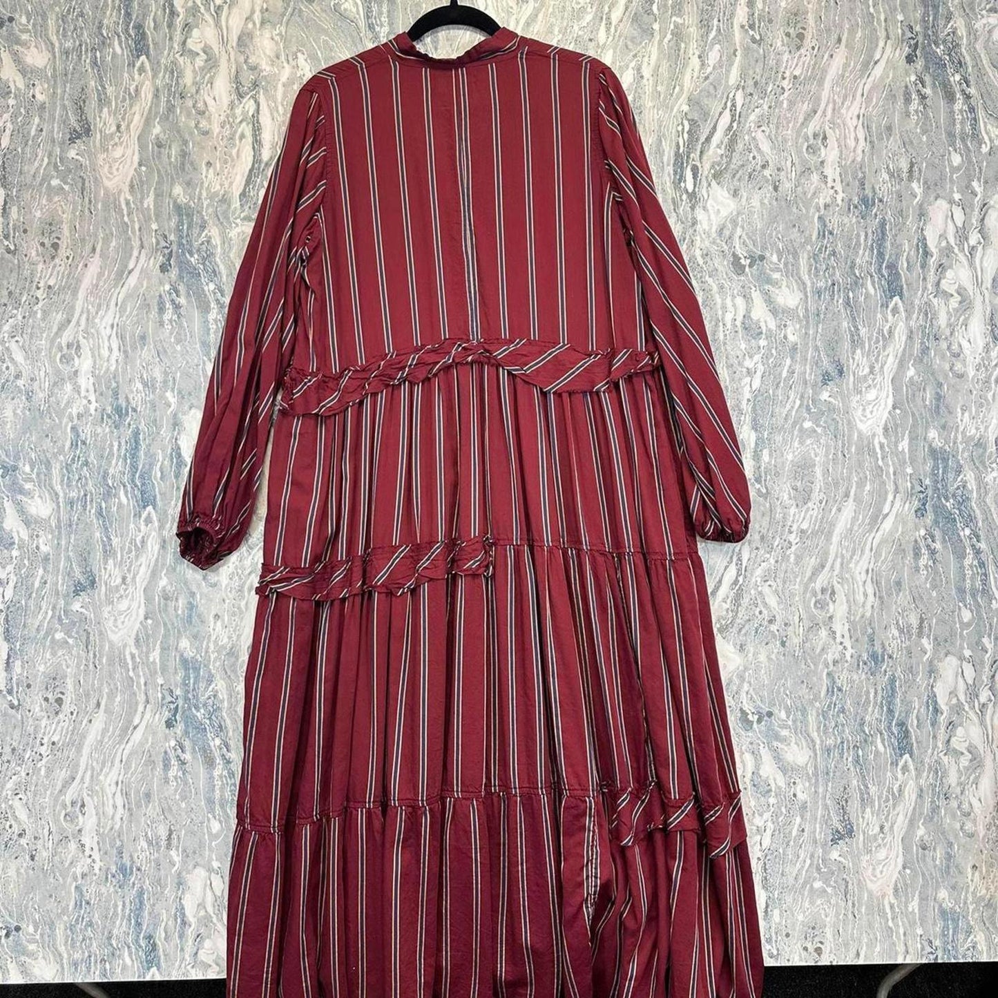 Maroon Striped Tiered Dress (M)