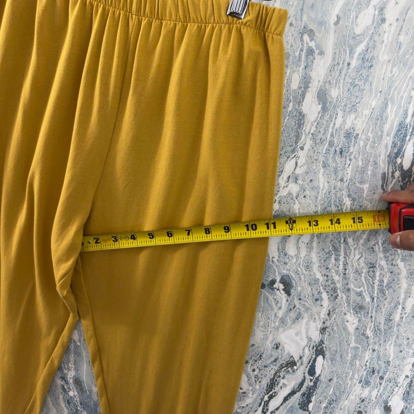 Designer Boho Ruched Mustard Yellow Leggings (M)