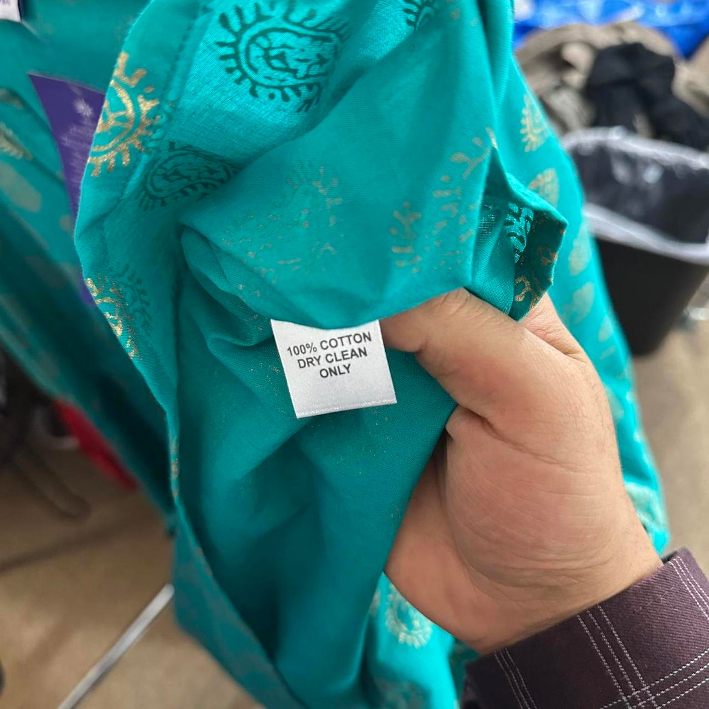 Designer Teal Printed Kaftan (One Size)