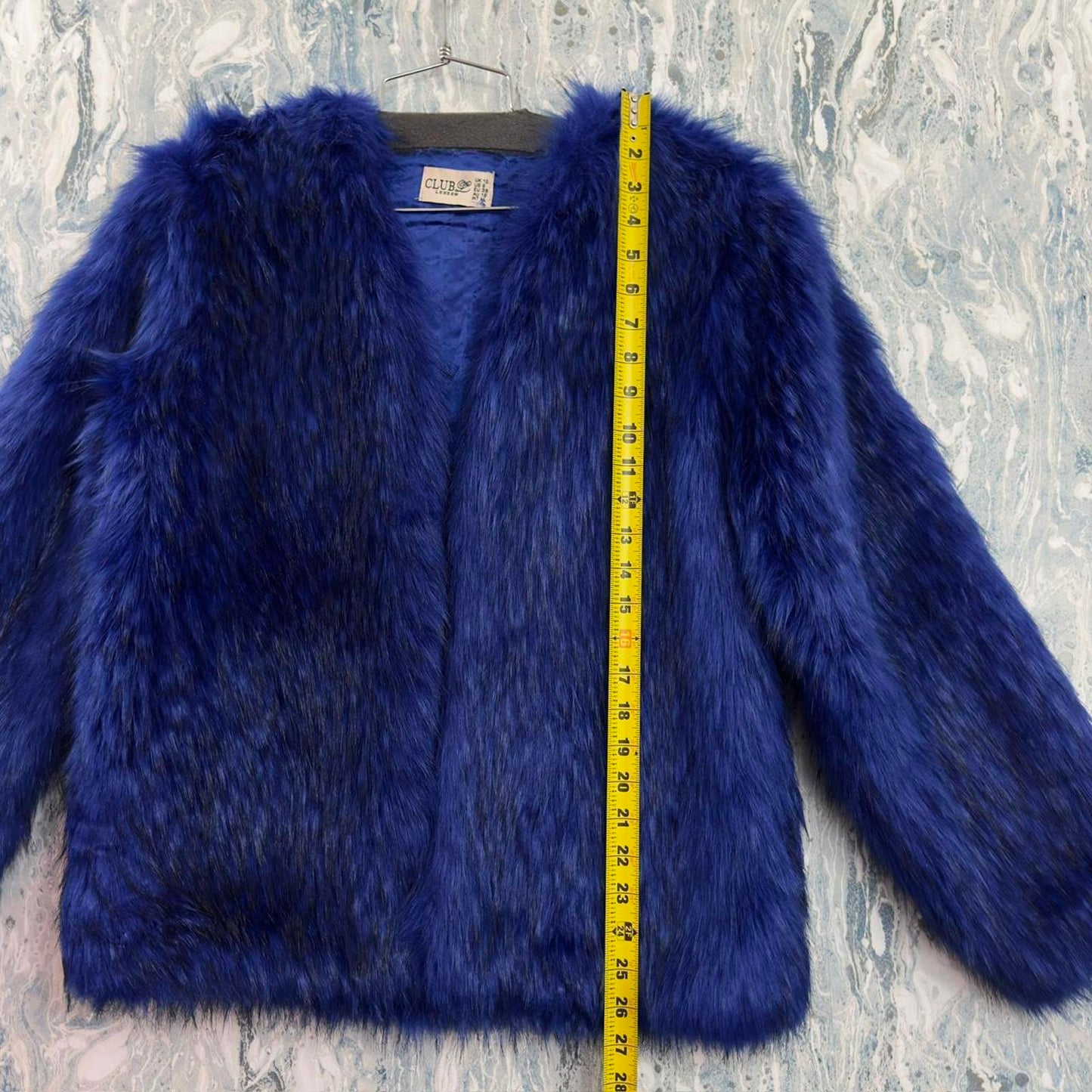 Club London Faux Fur Blue Women's Outerwear Jacket (US 6)