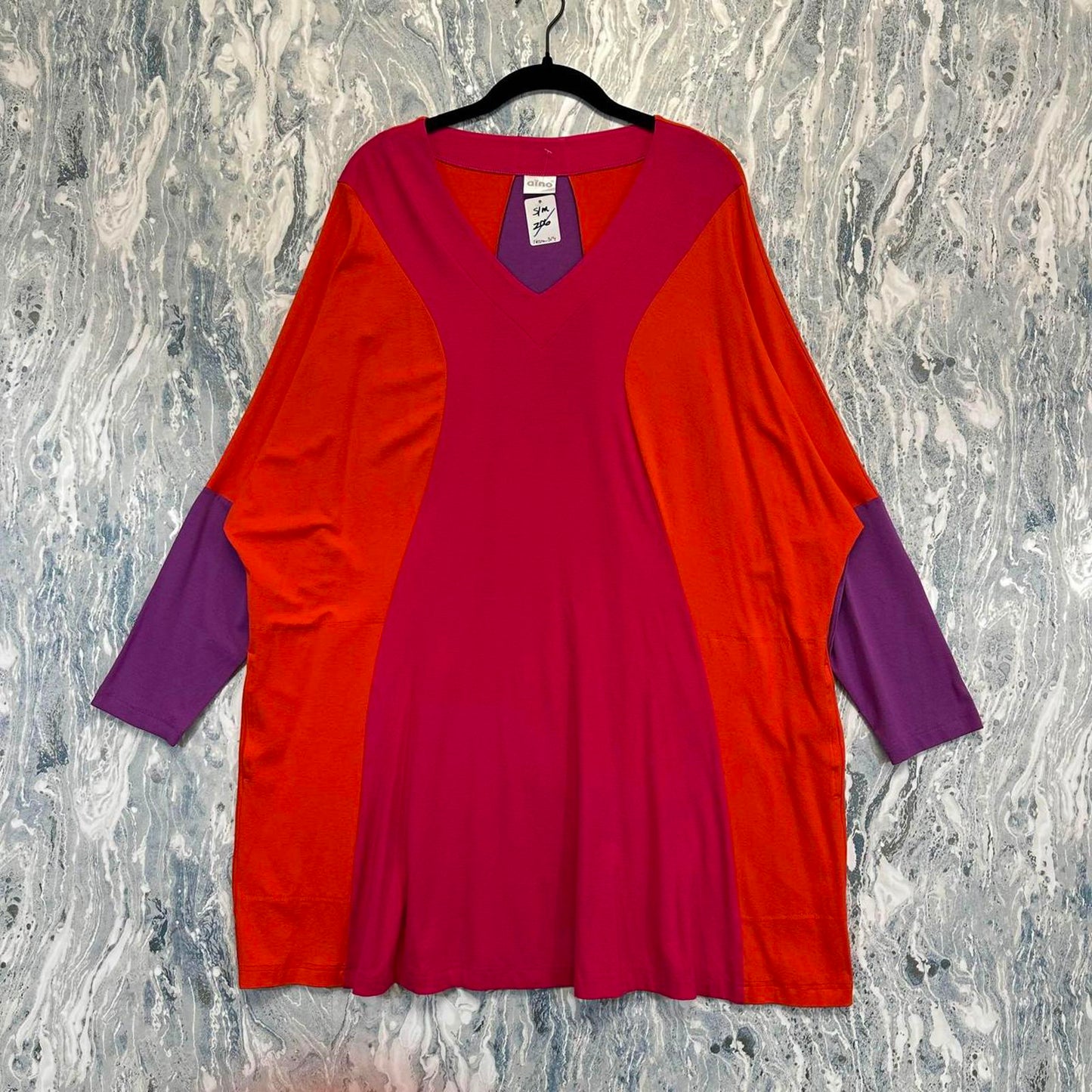 Color Block V-Neck Oversized Blouse (S/M)