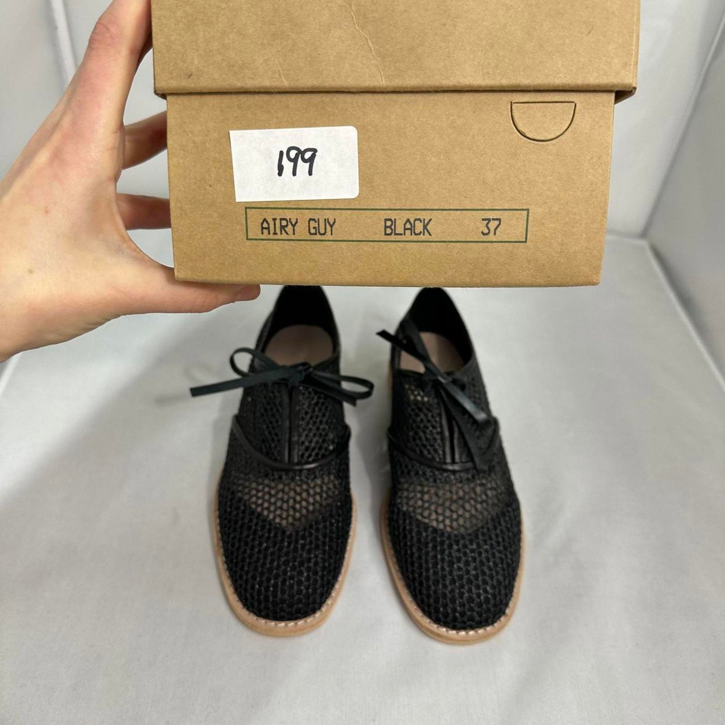 Black Mesh Lace-Up Loafers (6)
