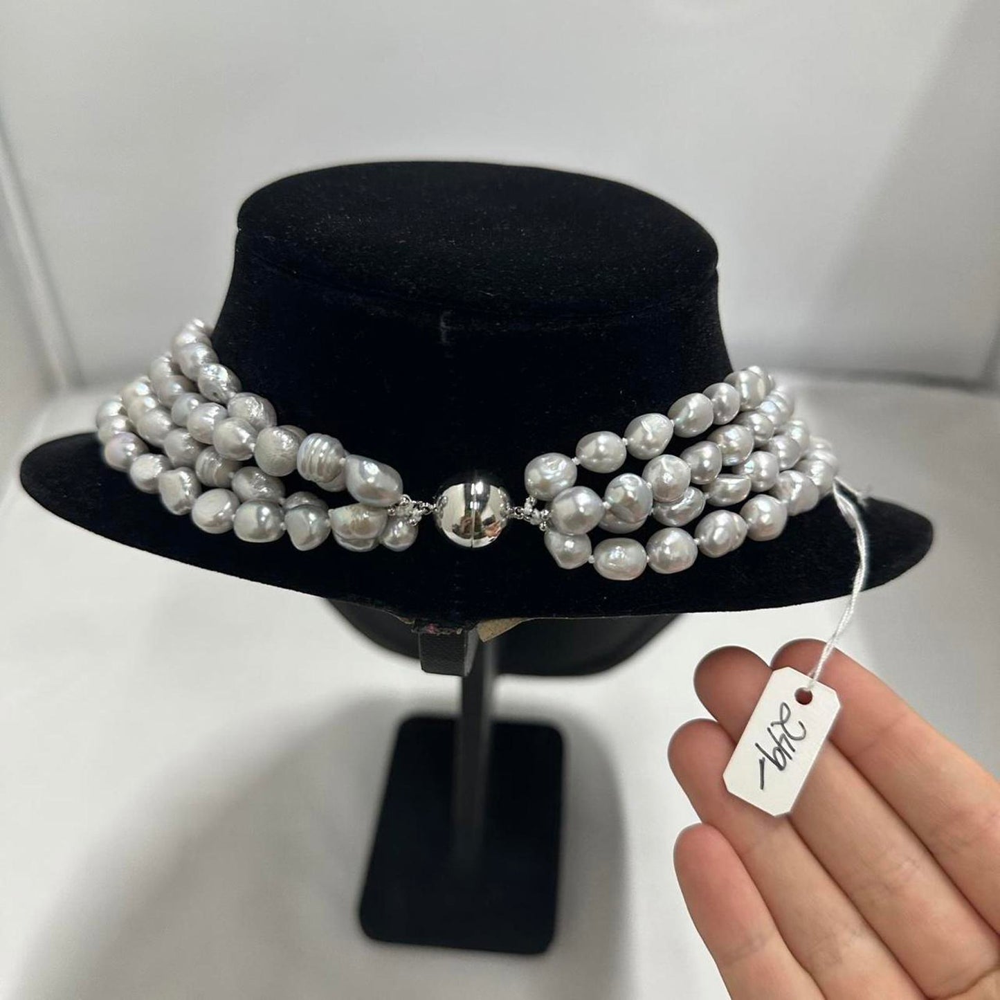 Classic Vintage Silver Pearl Multi-Strand Necklace Set