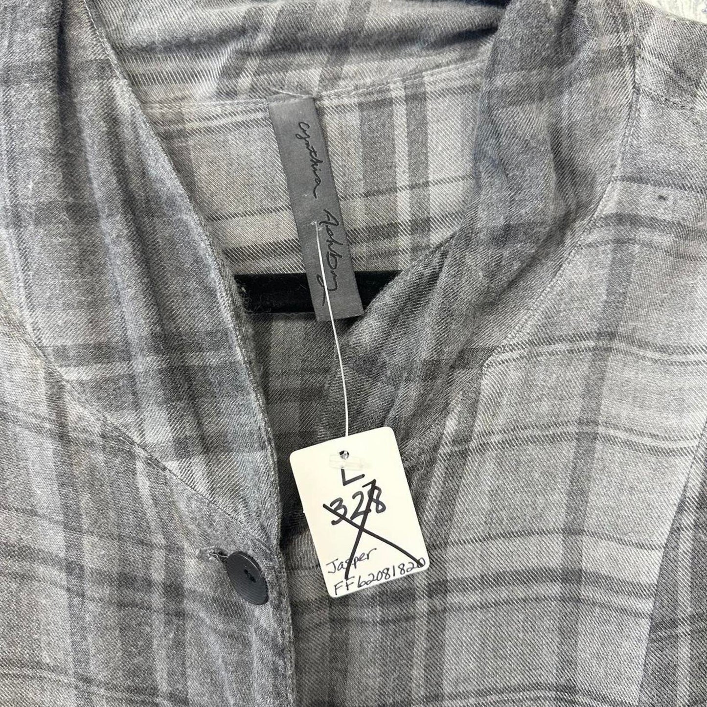 Cynthia Ashby Designer Grey Plaid Shirt Maxidress (L)