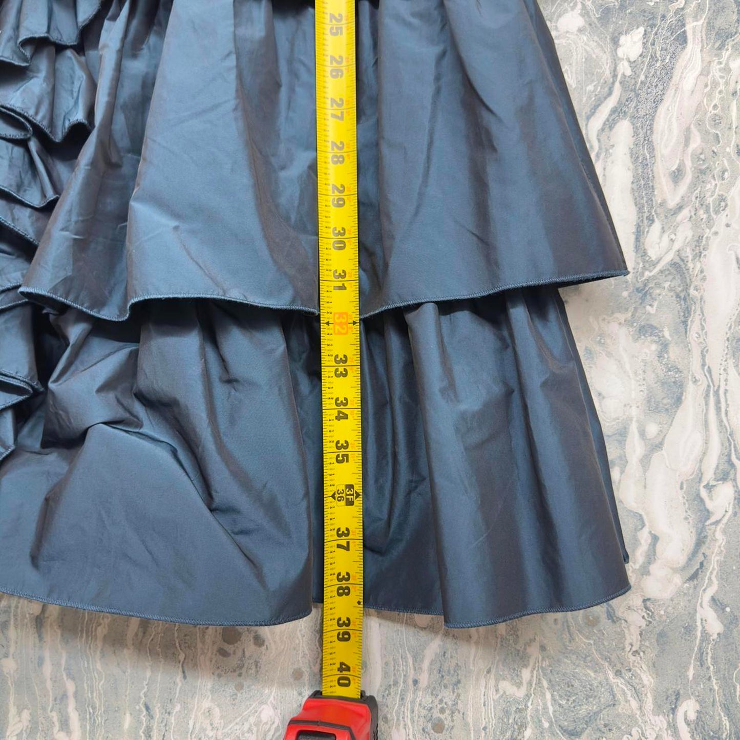 Vintage Ruffled Teal Tiered Dress (M)