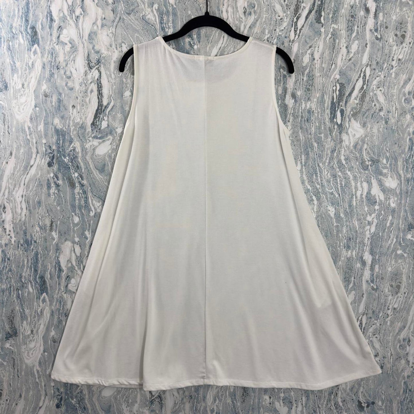 Casual Designer White Sleeveless Tank Top Dress (M)