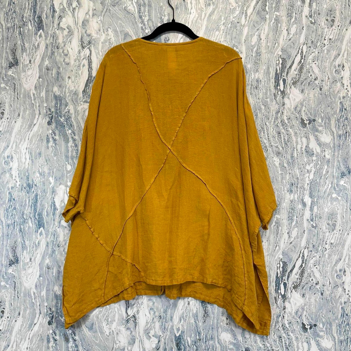 Yellow Button-Up Oversized Tunic Cardigan (L/XL)