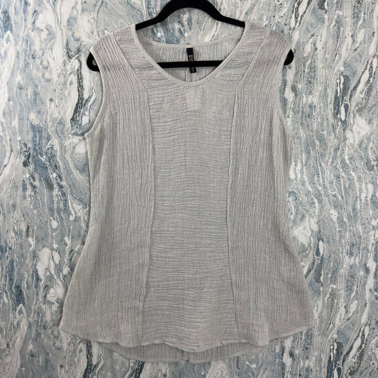 Designer Gray Textured Sleeveless Tank Top (M)