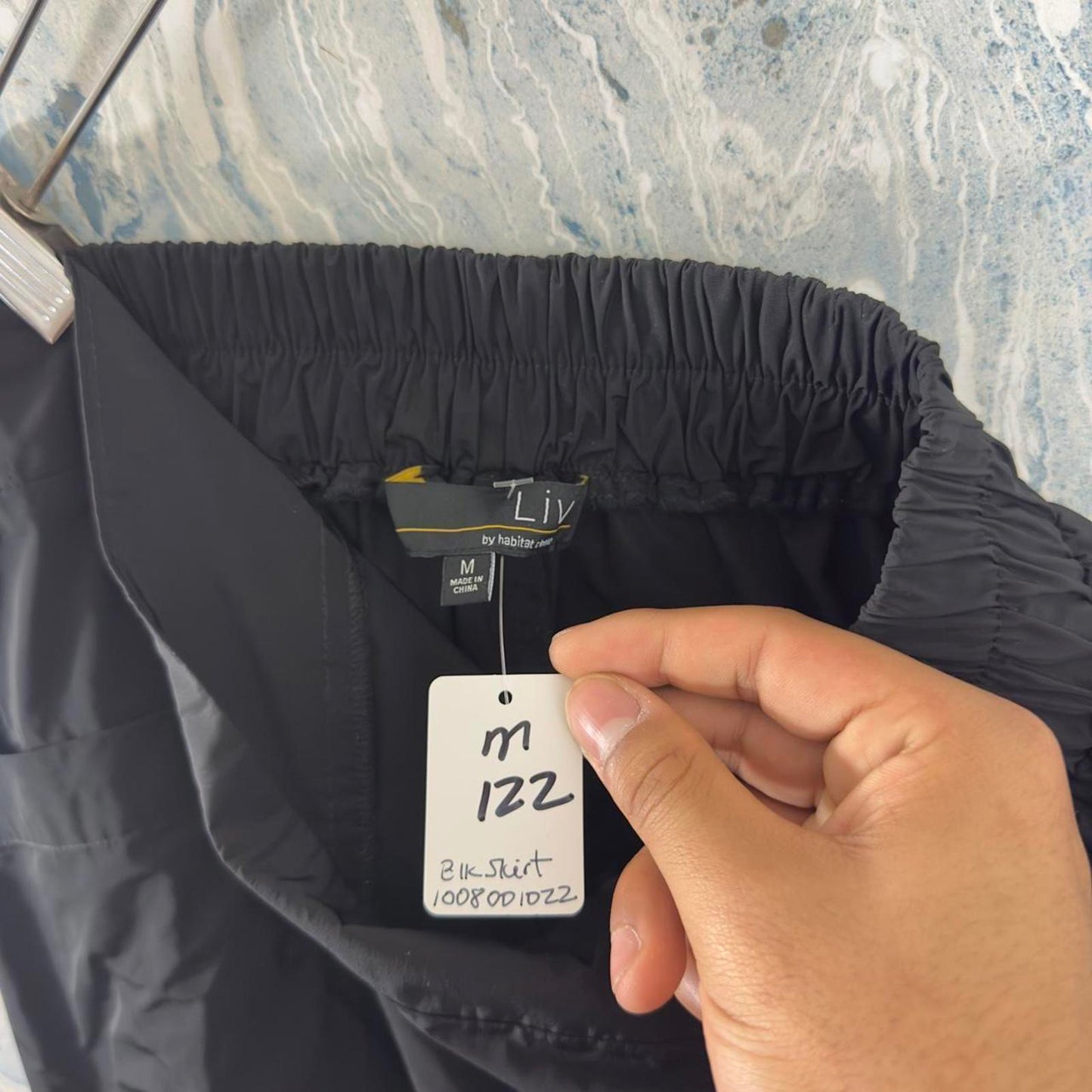 Vintage Styled Boho Black Balloon Midi Skirt (M)