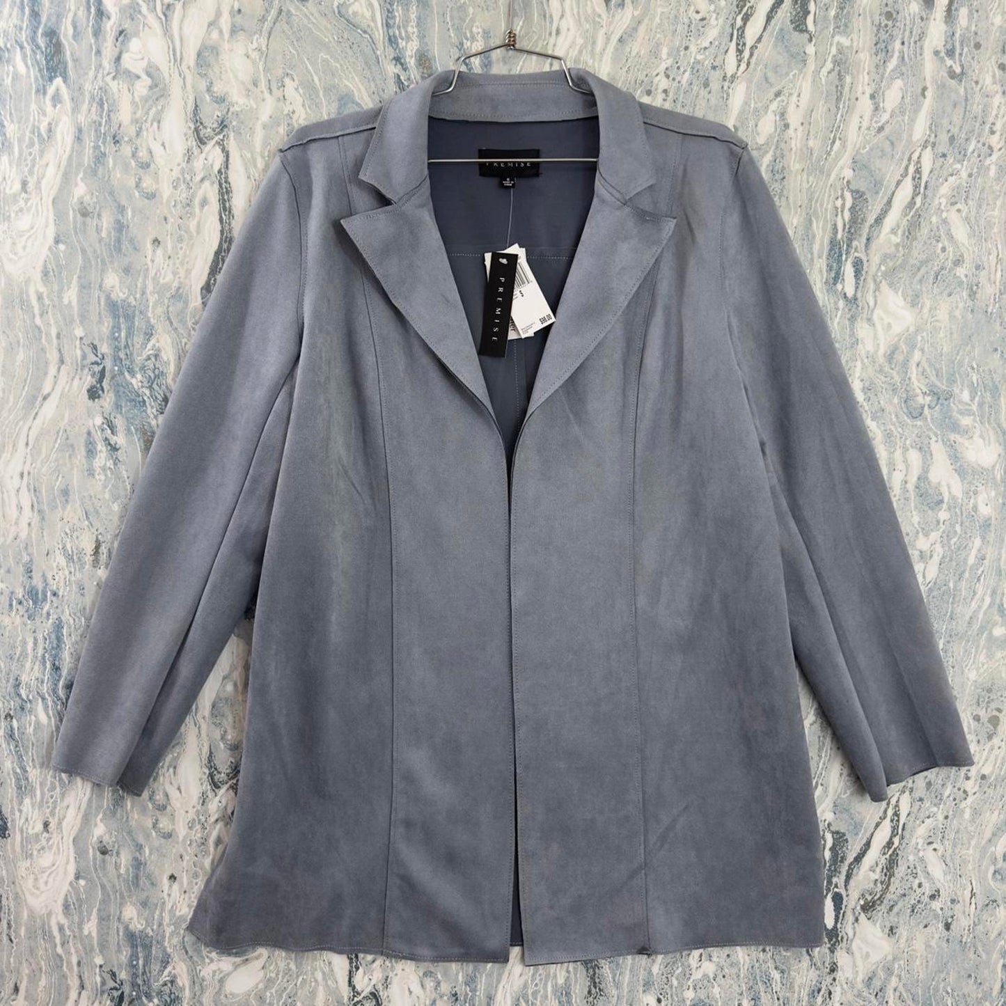 PREMISE Ash Blue Faux Leather Coat (S)