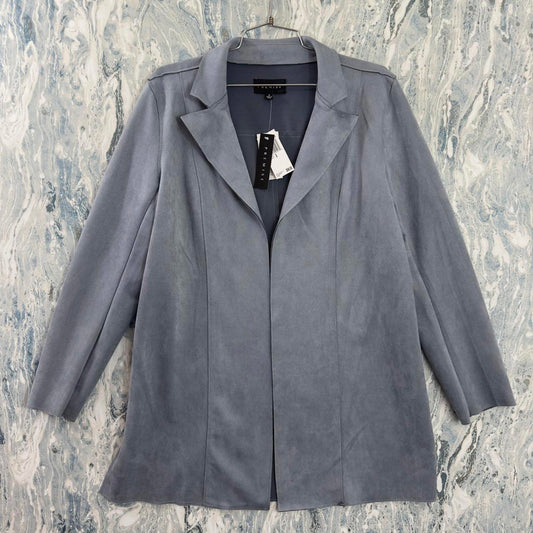 PREMISE Ash Blue Faux Leather Coat (S)