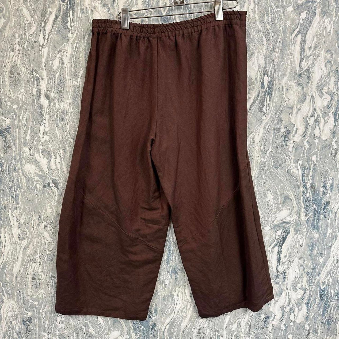 boho dark brown wideleg pants (L)