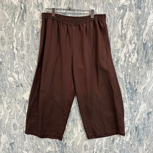 boho dark brown wideleg pants (L)