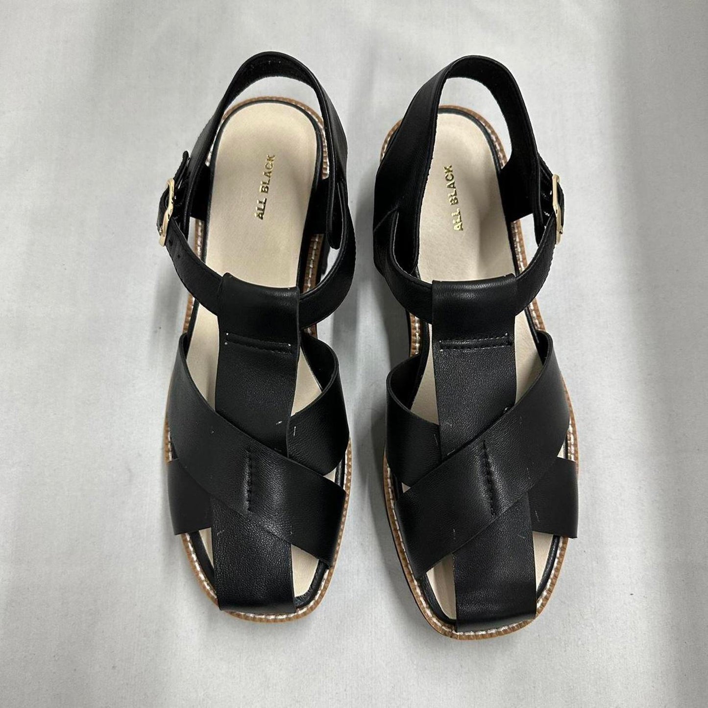 Designer Chic Black Strap Sandals (41)