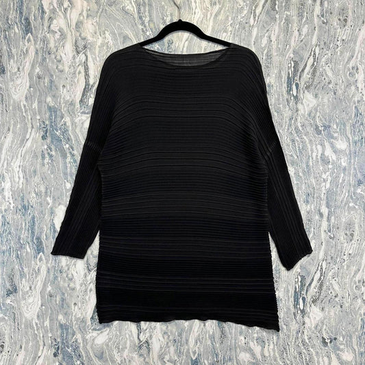 Black Oversized Ribbed Knit Sweater (One Size)