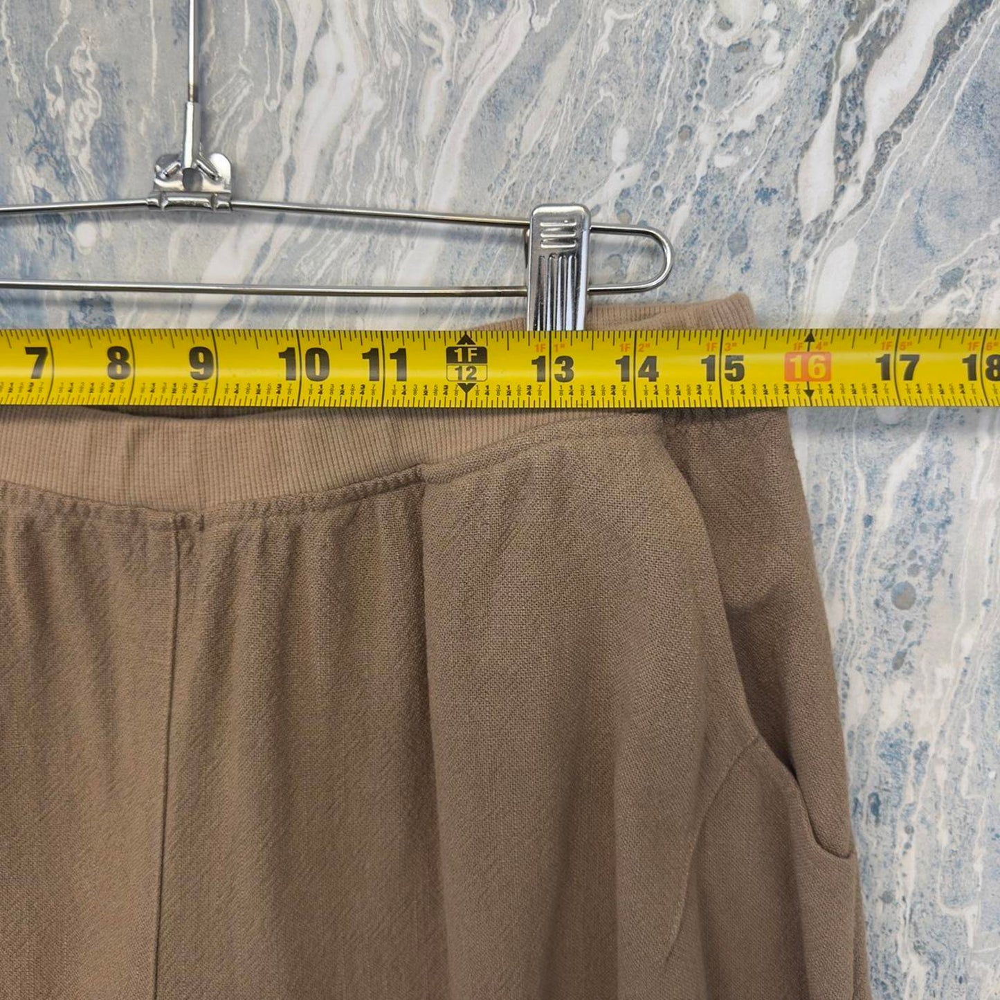 Designer Boho Wide-Leg Taupe Trousers (L)