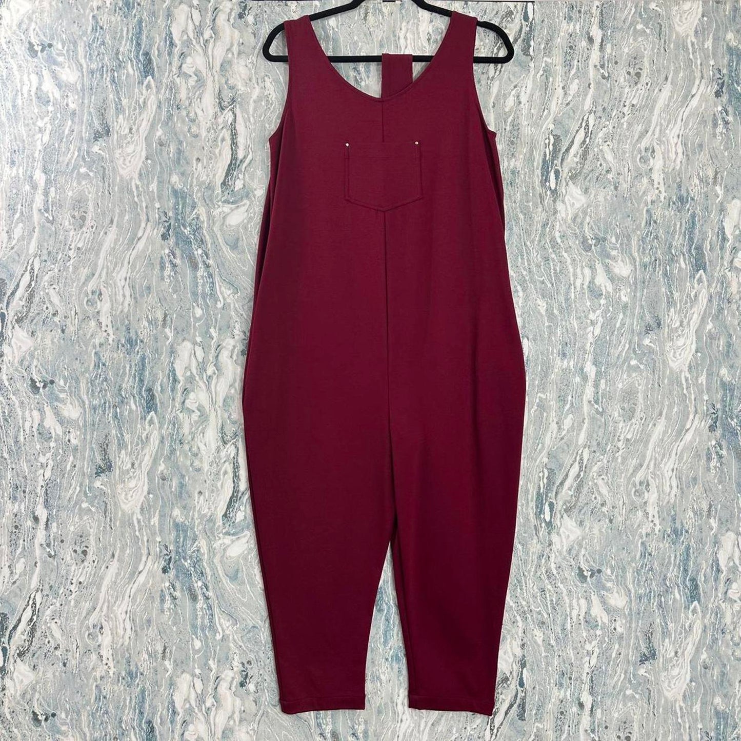 Casual Maroon Sleeveless Jumpsuit (S/M)