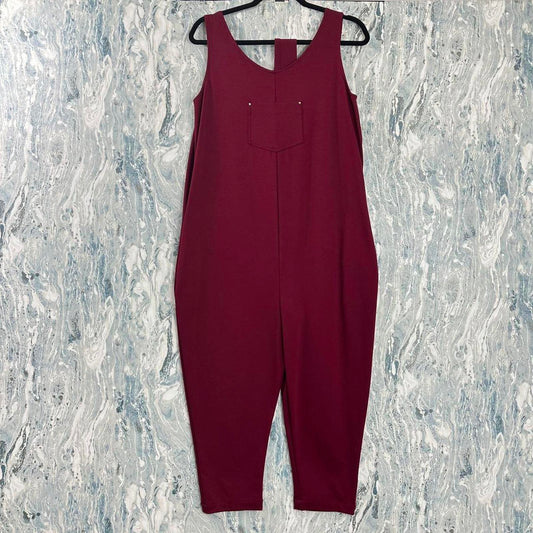 Casual Maroon Sleeveless Jumpsuit (S/M)