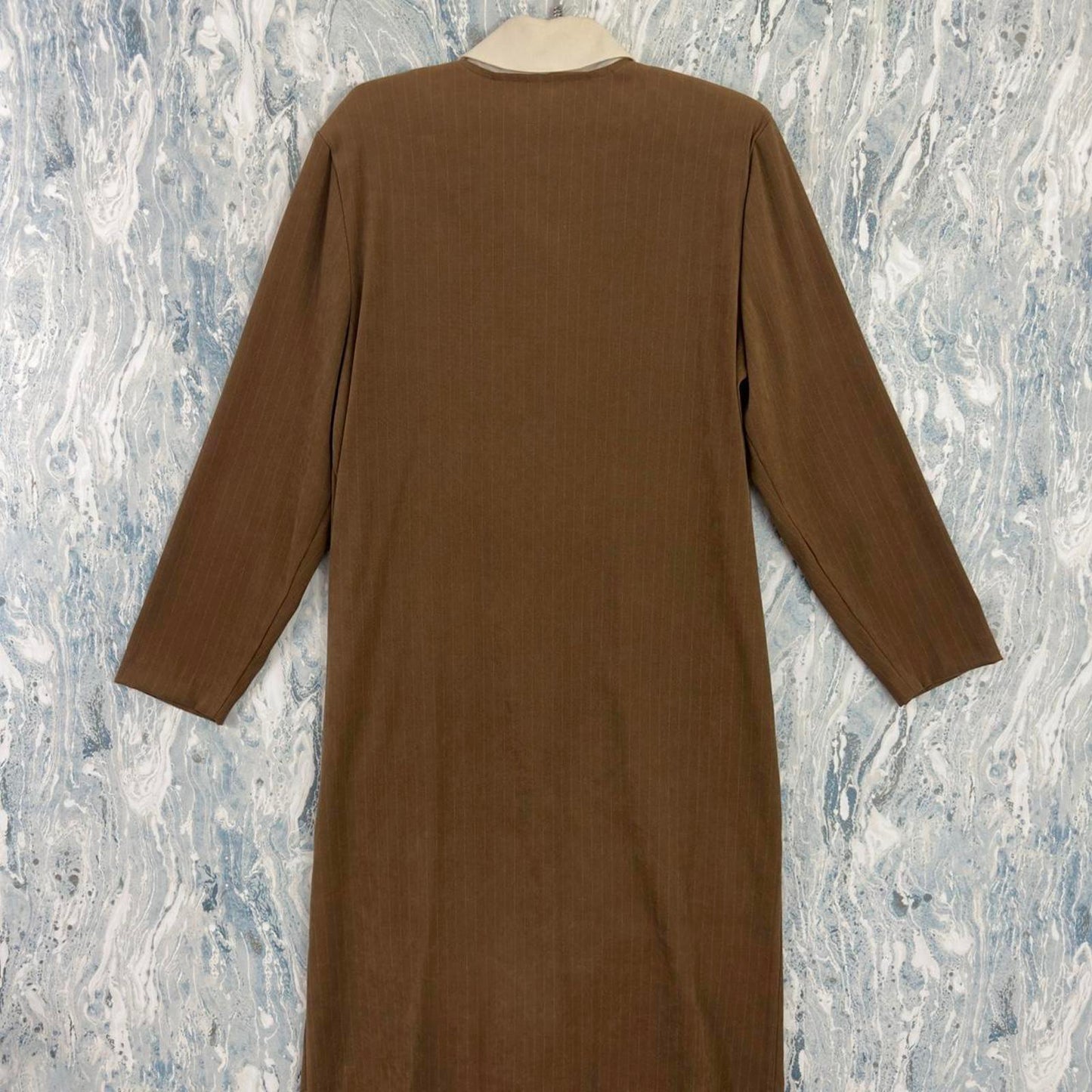 Brown Vintage Longline Twee Button-Up Dress (14)
