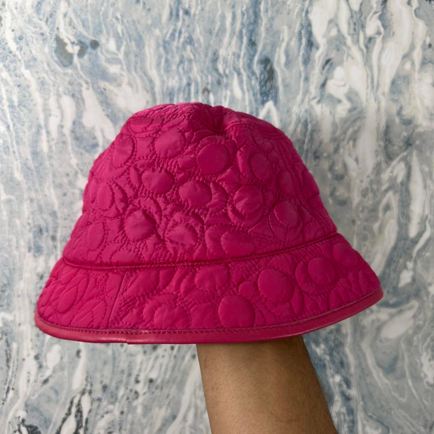Coach Pink Quilted Bucket Hat