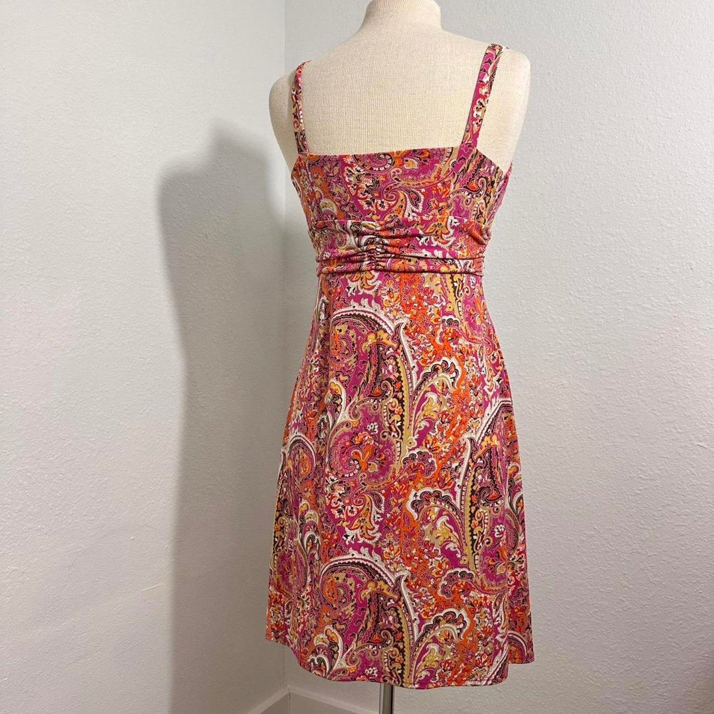 Y2K Fairy Paisley Pink & Orange Mini Dress (4)