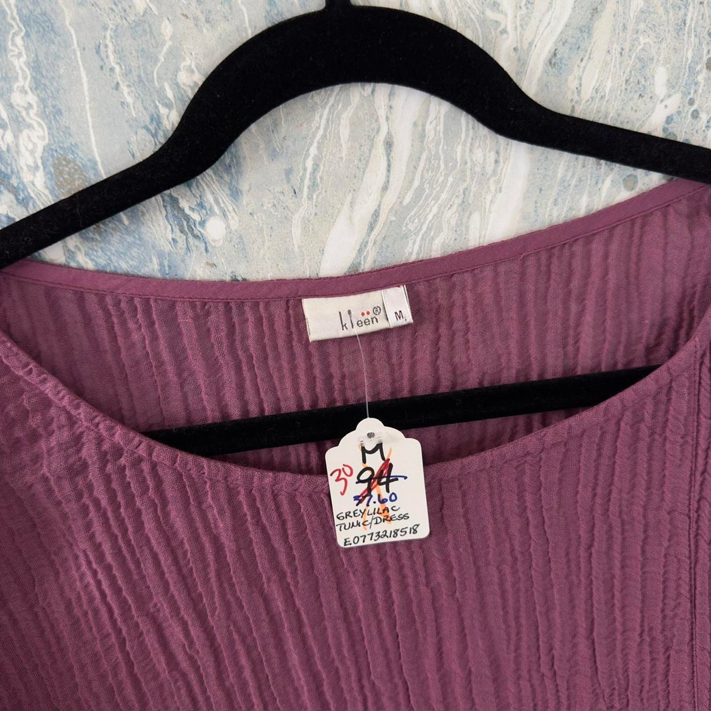 Boho Purple Crinkle Long Sleeve Midi Dress (M)