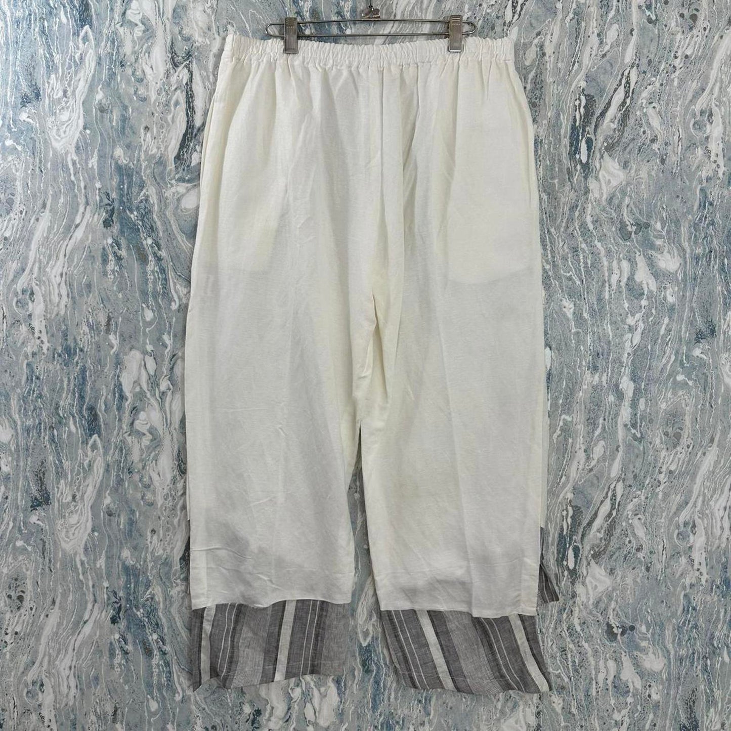Designer White Colorblock Pants (L)