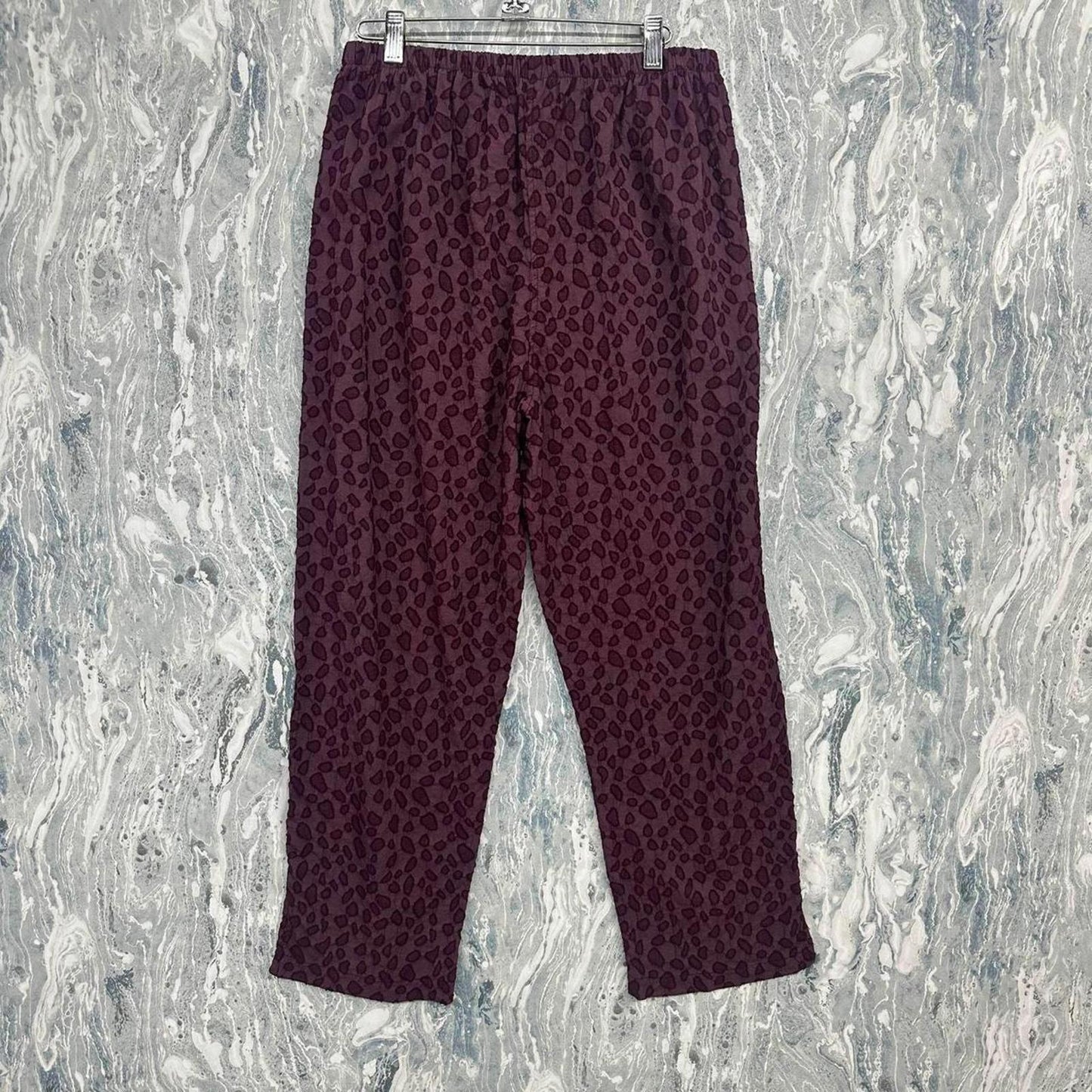 Leopard Print Wine Purple Lounge Pants (L)