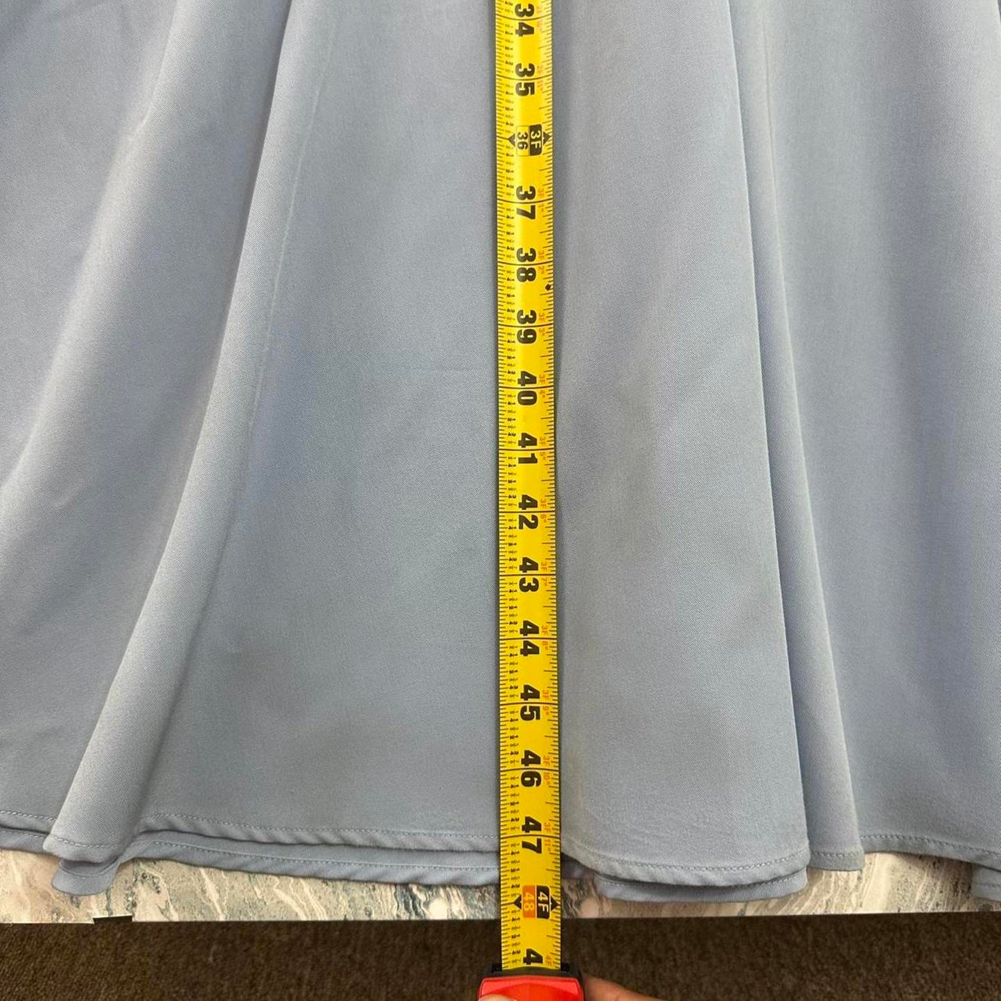 Vintage Classic Blue & Cream Midi Dress with Shawl Collar (L)