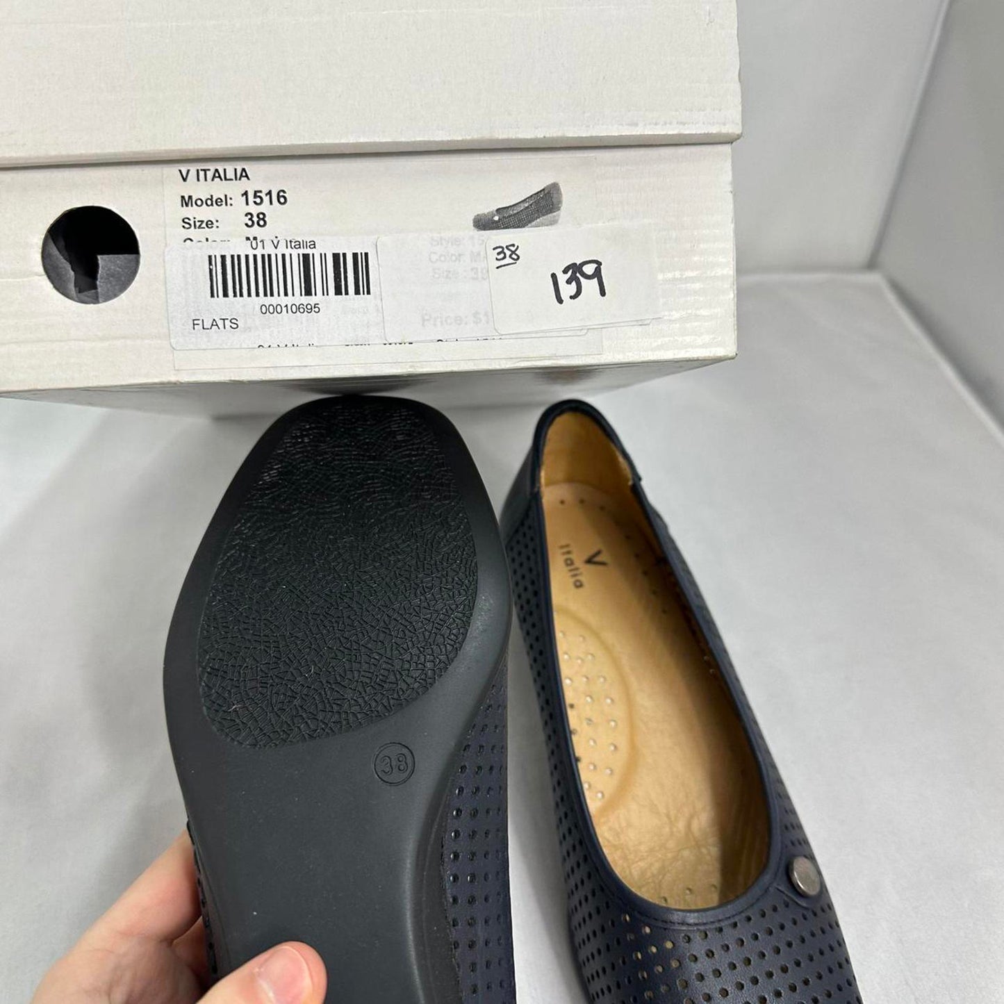 Perforated Navy Blue Wedge Shoes (7)